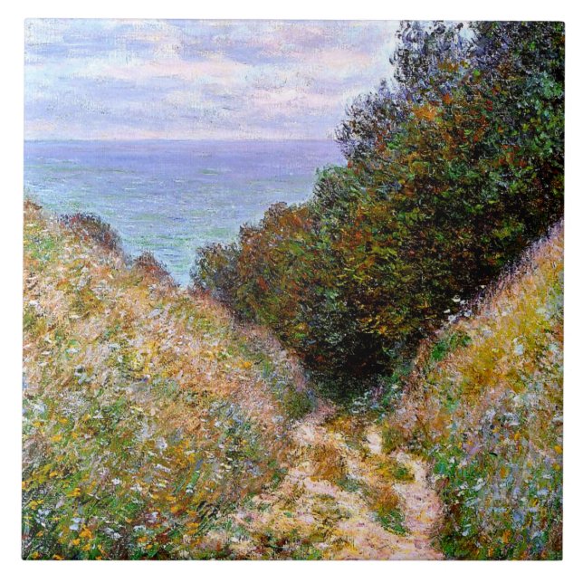 Monet - Stigen vid La Cavee, Pourville Kakelplatta (Framsidan)