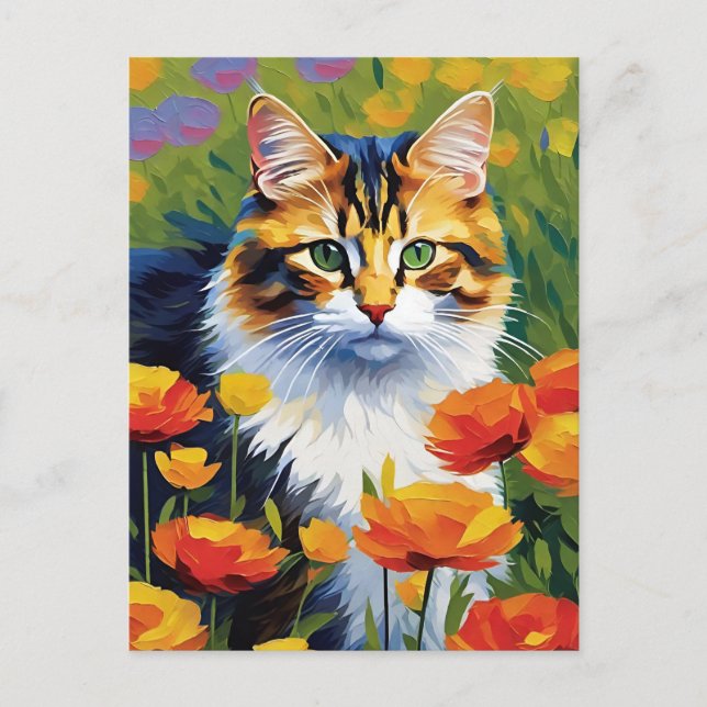 Monet Stil Cat-vykort Vykort (Framsida)