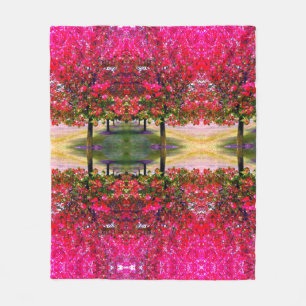 Monet stil rosa Höstlandskap, rosa löv Fleecefilt