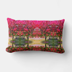 Monet stil rosa Höstlandskap, rosa löv Lumbarkudde
