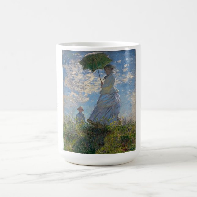 Monet, stranden, Parasol Kaffemugg (Center)