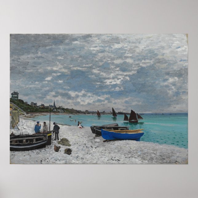 Monet - Stranden vid Sainte Adresse Poster (Framsidan)