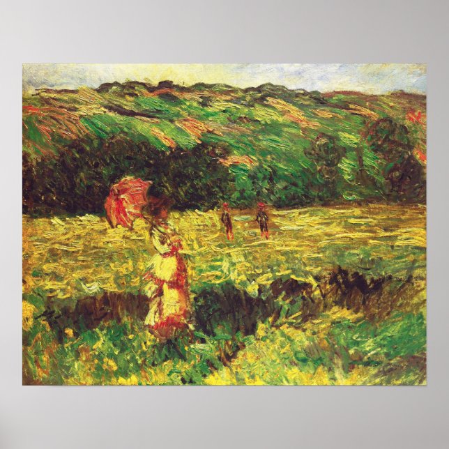 Monet - strandpromenaden nära Limetz 1887 Poster (Framsidan)