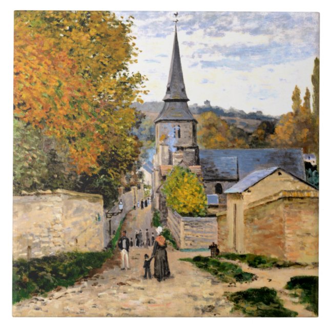 Monet - Street in Saint-Adresse Kakelplatta (Framsidan)
