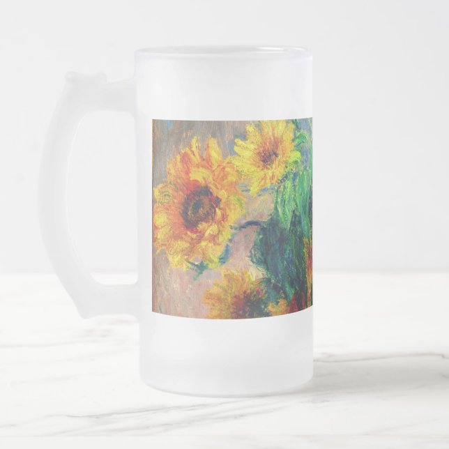 Monet Sunblommor Frostat Ölglas (Vänster)