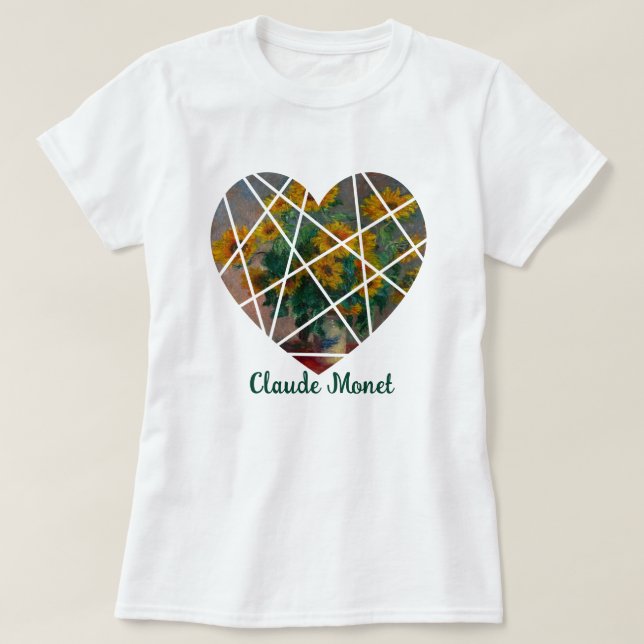 Monet Sunblommor Heart-Personligen, offertdesign T Shirt (Design framsida)