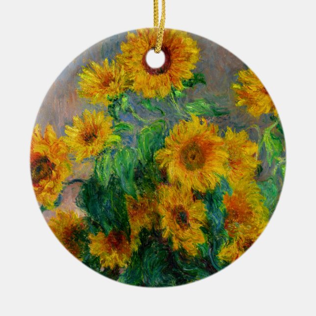 Monet Sunblommor Julgransprydnad Keramik (Framsidan)