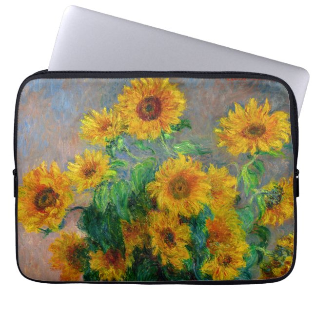 Monet Sunblommor Laptop Fodral (Framsidan)