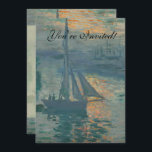 Monet Sunrise Marine Impressionism Målning Inbjudningar<br><div class="desc">Claude Monets målning Sunrise (Marine) är en berömd som målas av Franskens imponerande Claude Monet,  målad 1872. Soluppgång (Marine) målades en plein luft,  eller "utomhus",  och visar upp hans informella och spontana penseldrag.</div>