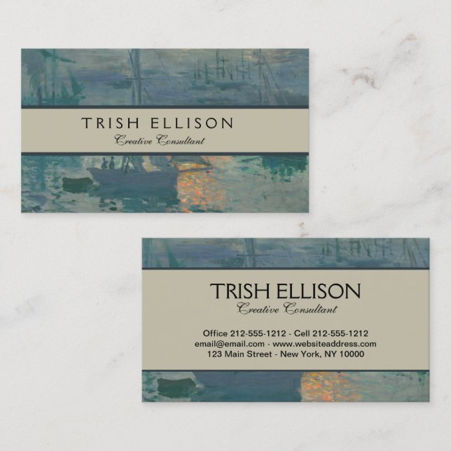 Monet Sunrise Marine Impressionism Målning Visitkort (Fram/baksida)