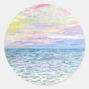Monet - Sunset at Pourville, bra art. Runt Klistermärke