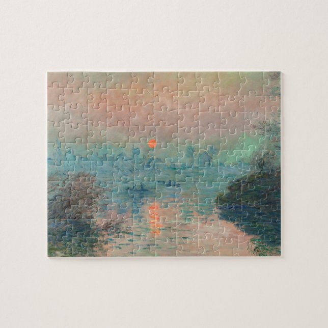 Monet Sunset bra art impressionist tavla Pussel (Horisontell)