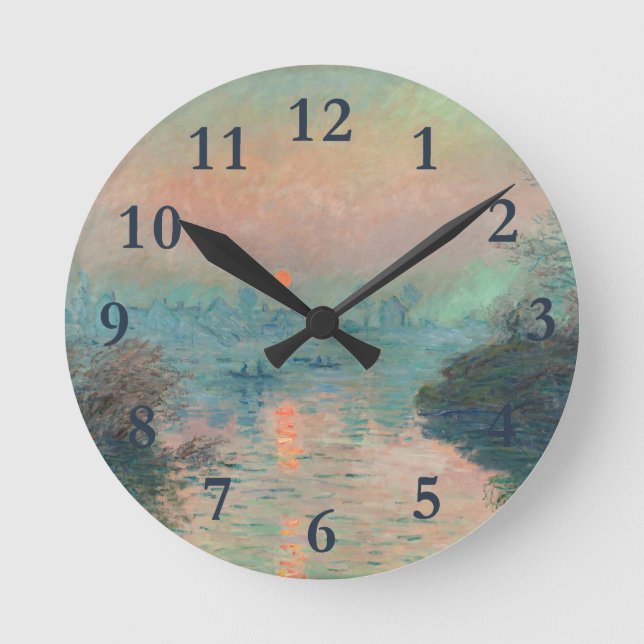 Monet Sunset bra art impressionist tavla Rund Klocka (Framsida)