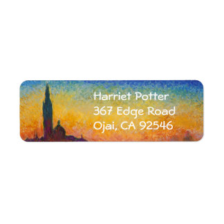 Monet Sunset i Venedig Fine Art Returadress Etikett