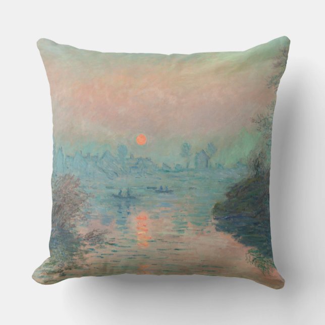 Monet Sunset Seine Fine Art Impressionism Kudde (Framsida)
