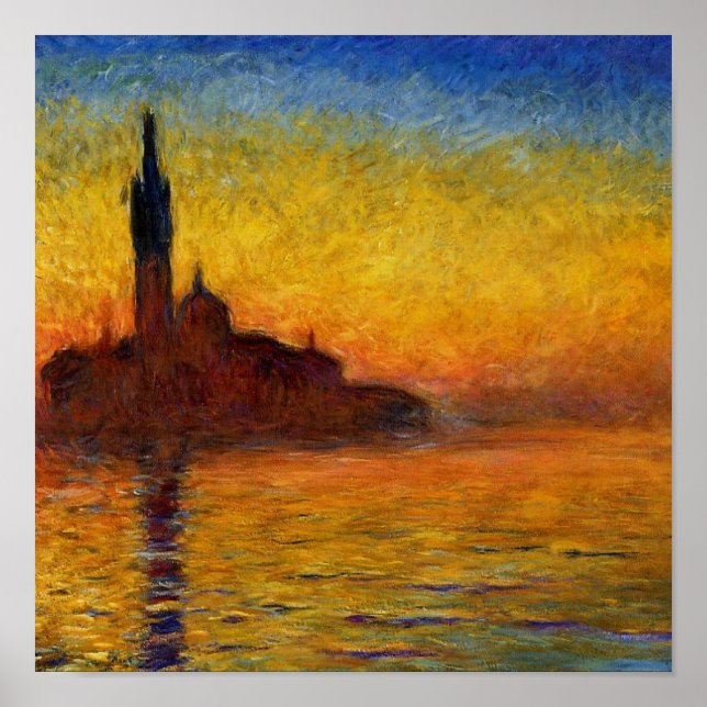 Monet Sunset Venedig Colorful Impressionism Art Poster (Framsidan)