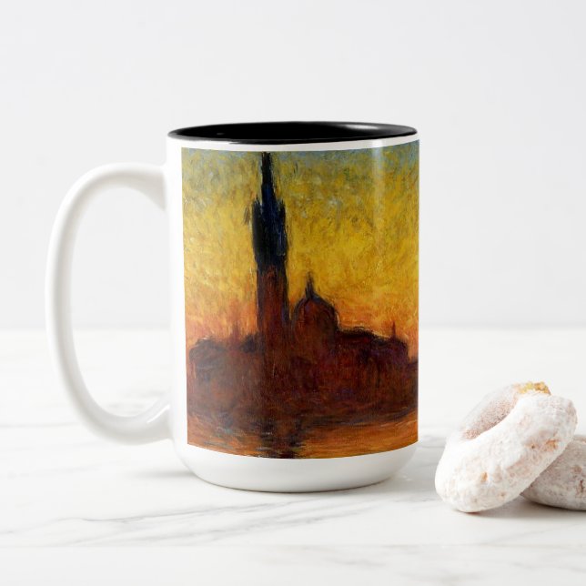 Monet Sunset Venedig Colorful Impressionism Art Två-Tonad Mugg (Med munk)