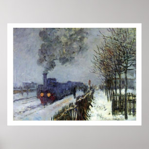 Monet Tåg i Snö Poster