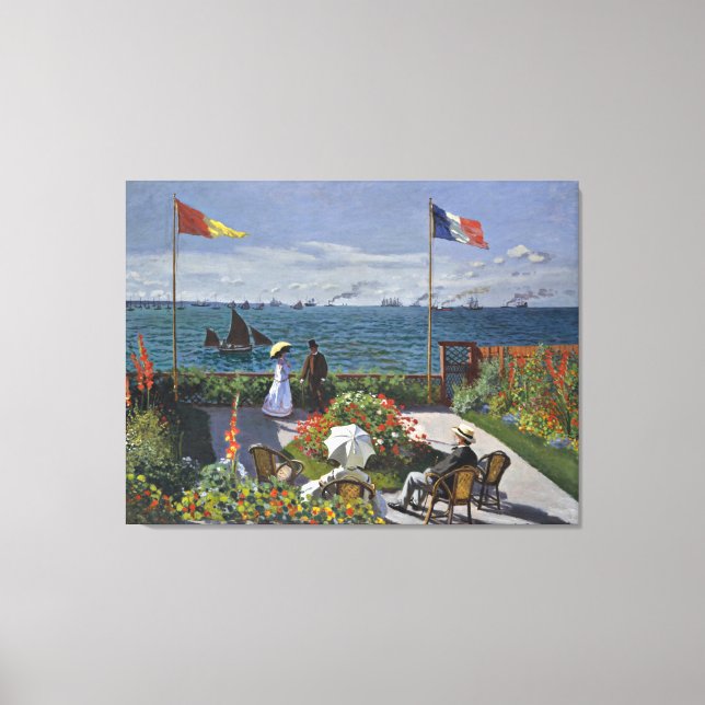 Monet - Terrace på Sainte Adresse Canvastryck (Framsida)