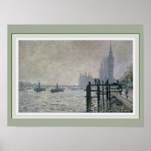 Monet Thames nedanföra Westminster 16 x affisch 12