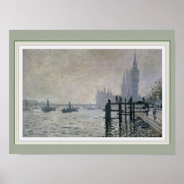 Monet Thames under Westminster 16 x 12 Poster (Framsidan)