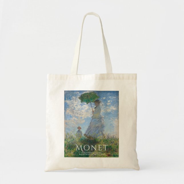 Monet Tote Bag Art, kvinna med parasol Tygkasse (Framsidan)