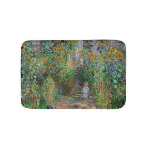 Monet Trädgård Vetheuil Impressionistisk Blomster Badrumsmatta