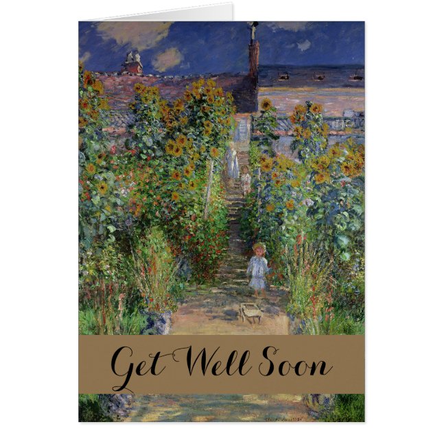 Monet Trädgård Vetheuil Impressionistisk Blomster  Hälsningskort (Framsidan)