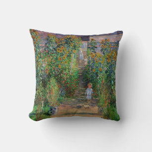 Monet Trädgård Vetheuil Impressionistisk Blomster Kudde