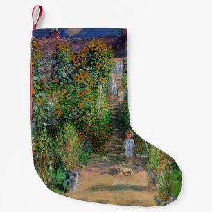 Monet Trädgård Vetheuil Impressionistisk Blomster Liten Julstrumpa