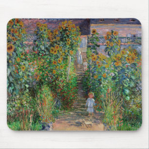 Monet Trädgård Vetheuil Impressionistisk Blomster Musmatta