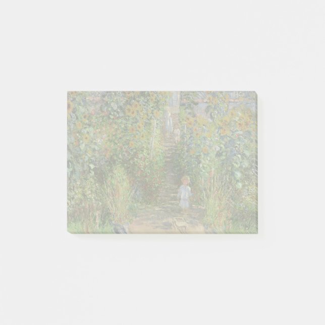 Monet Trädgård Vetheuil Impressionistisk Blomster  Post-it Block (Framsida)