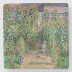 Monet Trädgård Vetheuil Impressionistisk Blomster Stenunderlägg