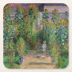 Monet Trädgård Vetheuil Impressionistisk Blomster Underlägg Papper Kvadrat