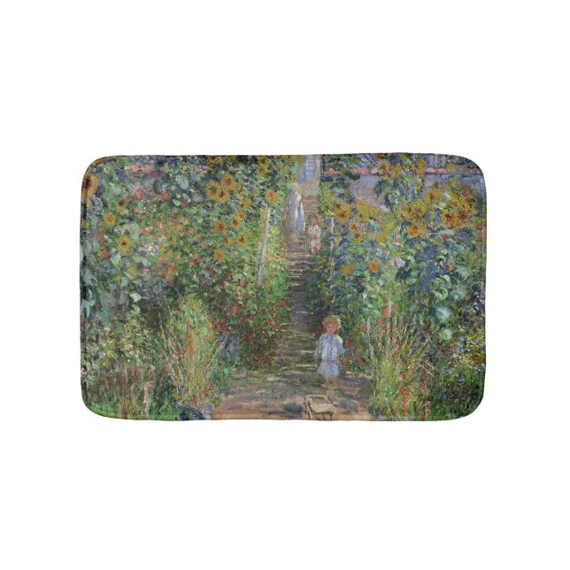 Monet Trädgård Vetheuil Impressionistisk Målning Badrumsmatta (Framsidan)