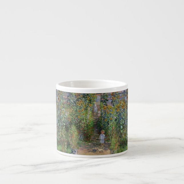 Monet Trädgård Vetheuil Impressionistisk Målning Espressomugg (Framsidan)