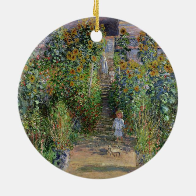 Monet Trädgård Vetheuil Impressionistisk Målning Julgransprydnad Keramik (Baksidan)