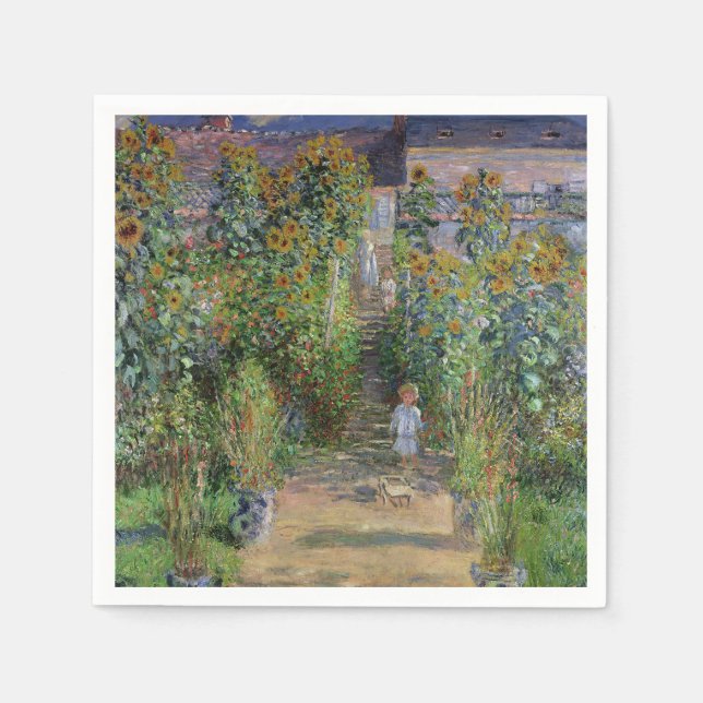 Monet Trädgård Vetheuil Impressionistisk Målning Pappersservett (Framsidan)