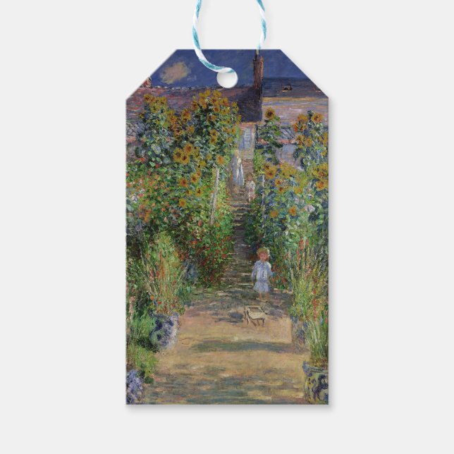 Monet Trädgård Vetheuil Impressionistisk Målning Presentetikett (Framsidan)