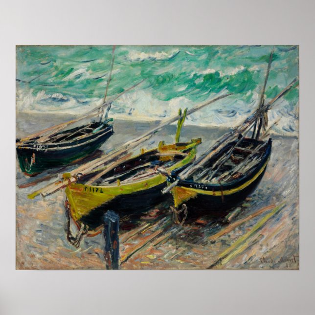 Monet - Tre fiskebåtar Poster (Framsidan)