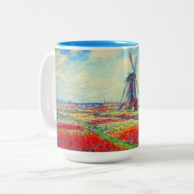 Monet Tulips Kvarn Två-Tonad Mugg (Framsida vänster)
