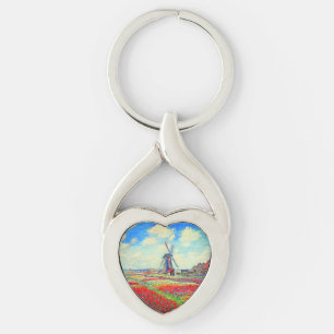 Monet Tulips Kvarn Twisted Heart Silverfärgad Nyckelring