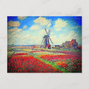 Monet Tulpaner Väderkvarn Meddelande Vykort