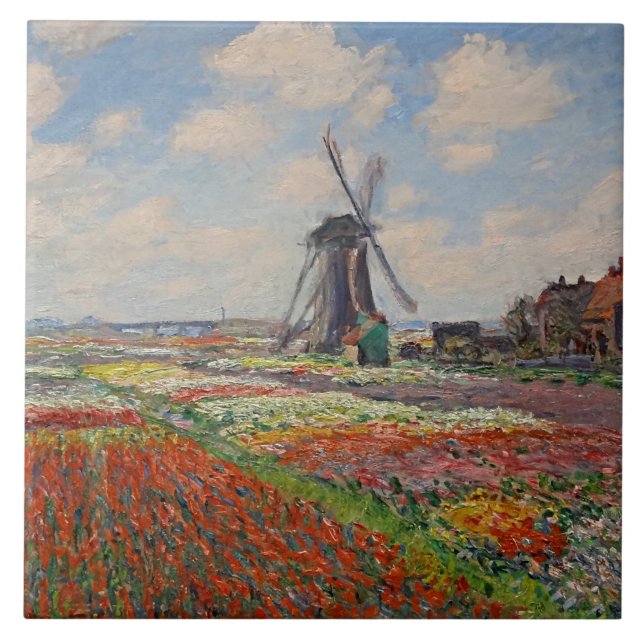 Monet - Tulpfält i Holland Kakelplatta (Framsidan)