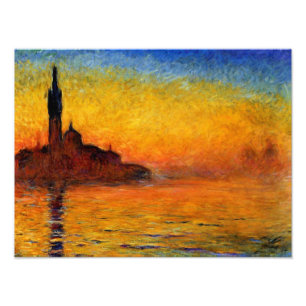 Monet - Twilight Venedig, berömd art. Fototryck