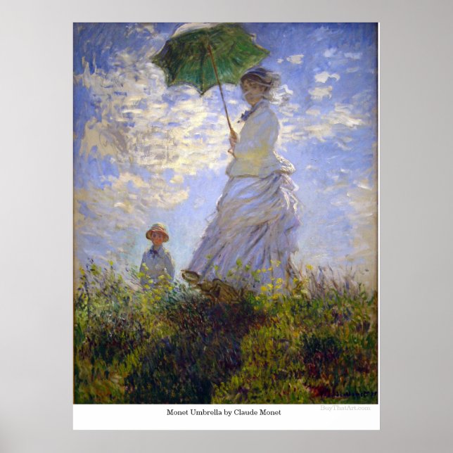 Monet Umbrella av Claude Monet Poster (Framsidan)