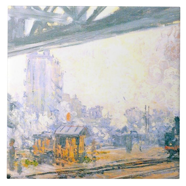Monet - Utsidan av Saint-Lazare Station Kakelplatta (Framsidan)