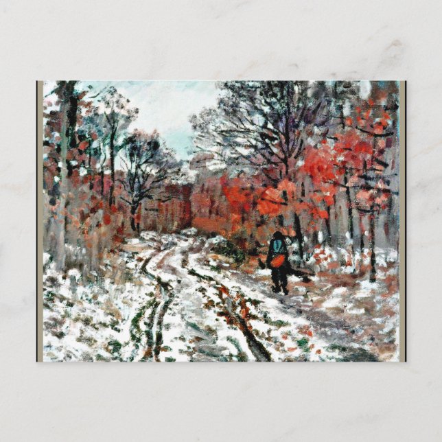 Monet - Väg genom skogen, Snö-effekten Vykort (Framsida)