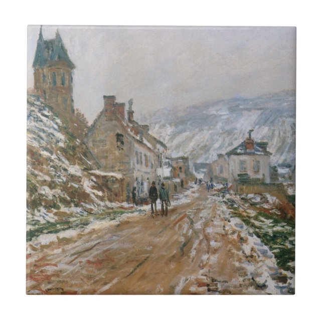 Monet - Vägen i Vetheuil i Vinter Kakelplatta (Framsidan)