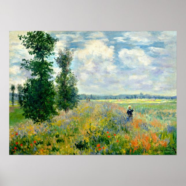 Monet - Vallmo fält Argenteuil 1875 Poster (Framsidan)